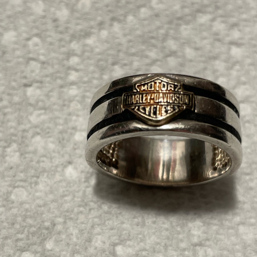 Harley-Davidson Silver and Black Men's Ring